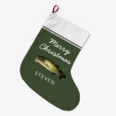 Largemouth Bass Fish Merry Kerstmis op maat  Grote Kerstsok (Voorkant (Hangend))