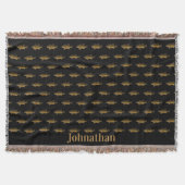 Largemouth Bass Fish Pattern Black Deken (Voorkant)