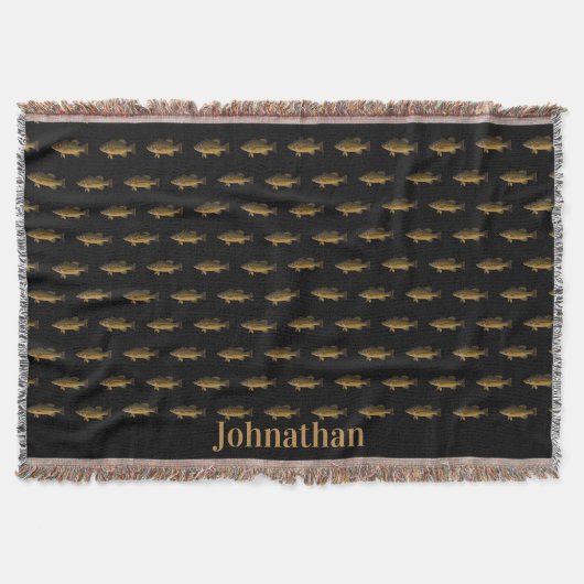 Largemouth Bass Fish Pattern Black Deken (Voorkant)