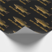 Largemouth Bass Fish Pattern Happy Birthday & Name Cadeaupapier (Hoek)