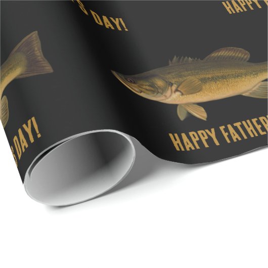 Largemouth Bass Fish Pattern Happy Father's Day Cadeaupapier (Rol Hoek)