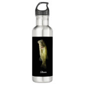 Largemouth Bass Fish Zwart gepersonaliseerd Waterfles (Voorkant)