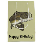 Largemouth Bass Happy Birthday Medium Cadeauzakje (Achterkant)