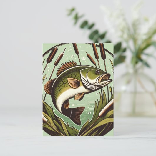 Largemouth Bass hengelaar Visser Vaderdag Briefkaart (Staand voorkant)