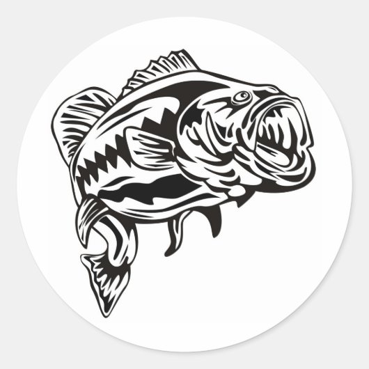 Largemouth Bass Jumping Retro Ronde Sticker (Voorkant)