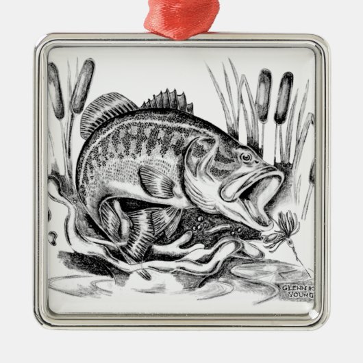 Largemouth bass metalen ornament (Voorkant)
