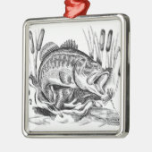 Largemouth bass metalen ornament (Links)