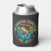 Largemouth Bass Retro Sunset Gevist Club Blikjeskoeler (Blikje Voorkant)