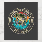 Largemouth Bass Retro Sunset Gevist Club Wijn Etiket (Enkel label)