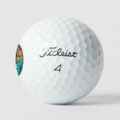 Largemouth Bass Retro Sunset Gevist Golfballen (Logo)