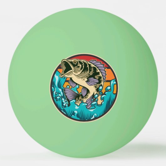 Largemouth Bass Retro Sunset Gevist Pingpongbal (Voorkant)