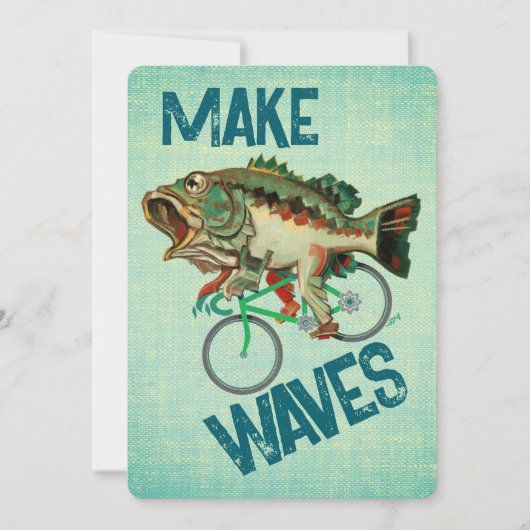 Largemouth Bass Rijden Een Fiets Motivatie Kaart (Voorkant)
