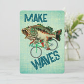 Largemouth Bass Rijden Een Fiets Motivatie Kaart (Staand voorkant)