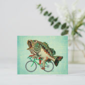 Largemouth Bass Rijden op een fiets Briefkaart (Staand voorkant)