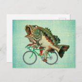 Largemouth Bass Rijden op een fiets Briefkaart (Voorkant / Achterkant)