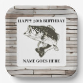 Largemouth Bass Rustic Vist buitenverjaardagen Papieren Bordje (Voorkant)