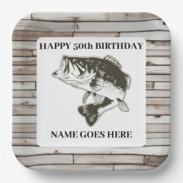 Largemouth Bass Rustic Vist buitenverjaardagen Papieren Bordje