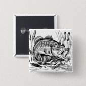 Largemouth Bass Vierkante Button 5,1 Cm (Voorkant /achterkant)