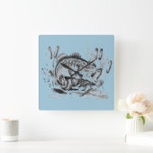 Largemouth Bass Vierkante Klok (Huis)