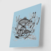 Largemouth Bass Vierkante Klok (Hoek)