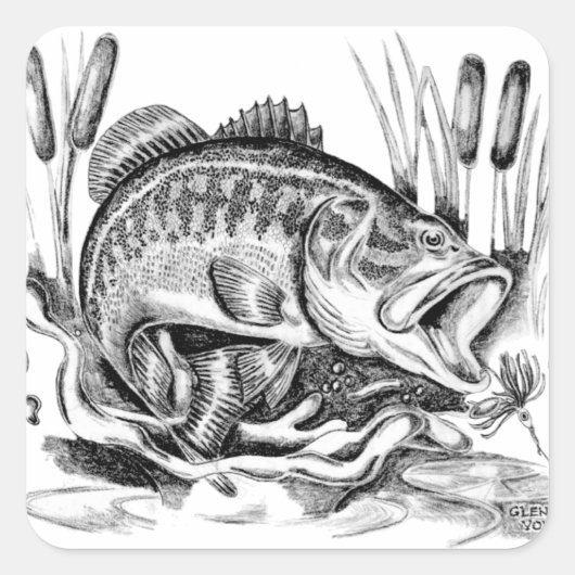 Largemouth bass vierkante sticker (Voorkant)