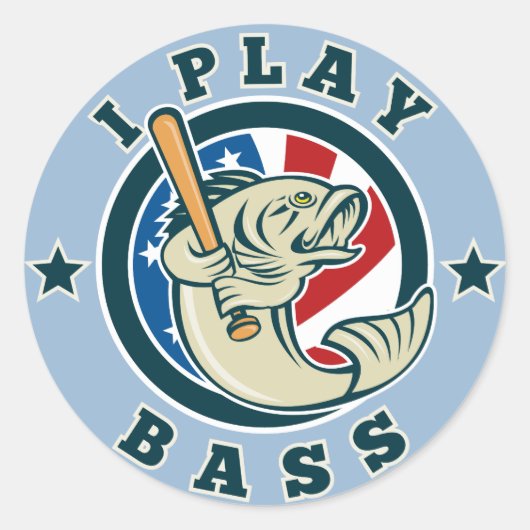 Largemouth Bass vis honkbalknuppel Ronde Sticker (Voorkant)