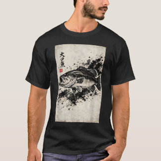 Largemouth Bass Vissen Gyotaku Print Japans T-shirt