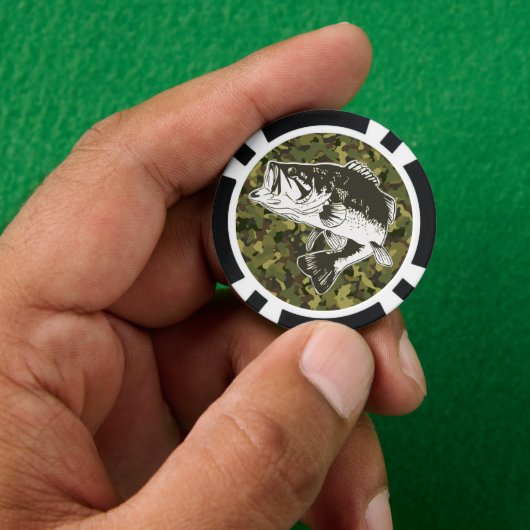 Largemouth Bass Vist Camouflage Cool Sports Poker Chips (Hand)