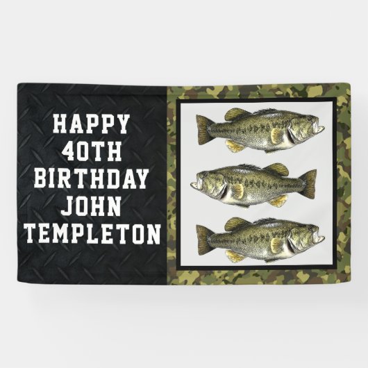Largemouth Bass Vist Cool Mannen Birthday Camo B Spandoek (Horizontaal)