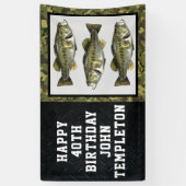 Largemouth Bass Vist Cool Mannen Birthday Camo B Spandoek (Verticaal)