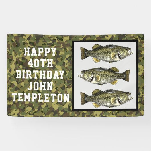 Largemouth Bass Vist Cool Mannen Birthday Camo Spandoek (Horizontaal)