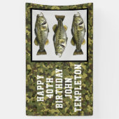 Largemouth Bass Vist Cool Mannen Birthday Camo Spandoek (Verticaal)