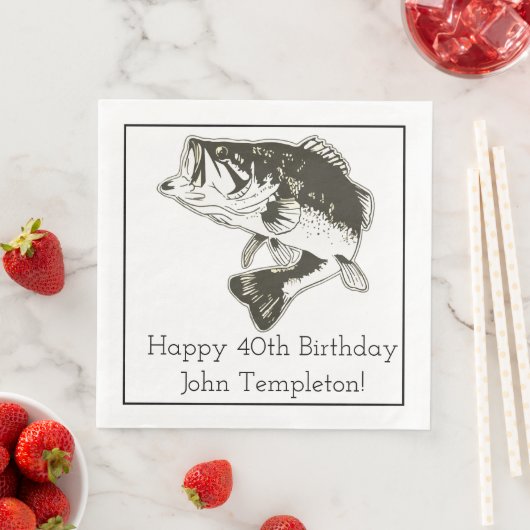 Largemouth Bass Vist verjaardagsservetten Servet (Insitu)