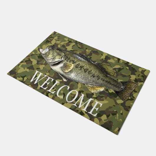 Largemouth Bass Vist Welcome Camo Deurmat (Schuin)