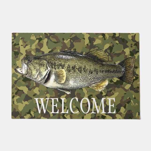 Largemouth Bass Vist Welcome Camo Deurmat (Voorkant)