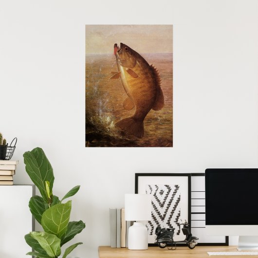  largemouth Brown Bass Fish, Sport Vist Poster (Thuiskantoor)