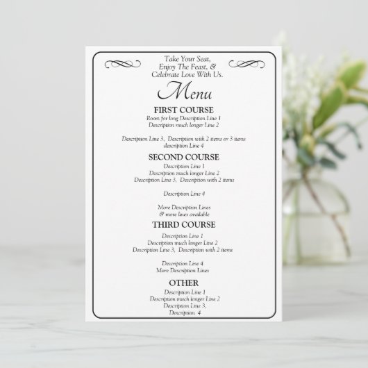 Larger Menu Card - Black White Infinity Scroll, (Staand voorkant)