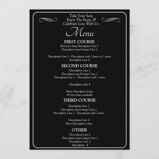 Larger Menu Card - Black White Infinity Scroll, (Voorkant)