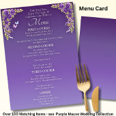 Larger Menu Card - Purple Mauve Flowers & White