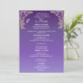 Larger Menu Card - Purple Mauve Flowers & White (Staand voorkant)