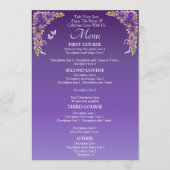 Larger Menu Card - Purple Mauve Flowers & White (Voorkant)
