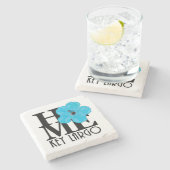 Largo Blue Hibiscus Stenen Onderzetter (Zijkant)