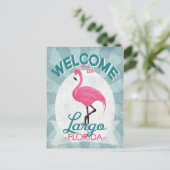 Largo Florida Pink Flamingo Retro Briefkaart (Staand voorkant)