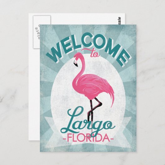 Largo Florida Pink Flamingo Retro Briefkaart (Voorkant / Achterkant)