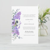 Larissa Elegant Paarse Floral All-in-One Wedding Kaart (Staand voorkant)