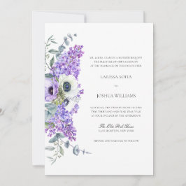 Larissa Elegant Paarse Floral All-in-One Wedding Kaart