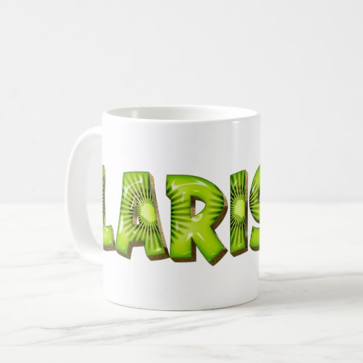 Larissa Name Kiwi Style Tasse Teetasse Kaffeetasse Koffiemok (Voorkant links)