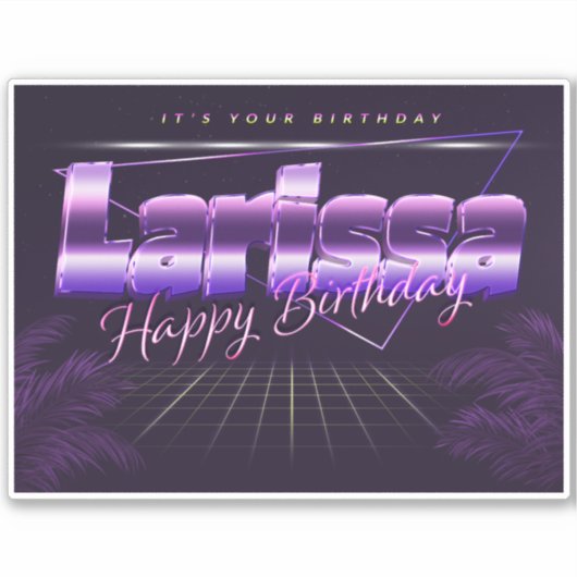Larissa Name Vorname lila retro Sticker Geburtstag (Voorkant)