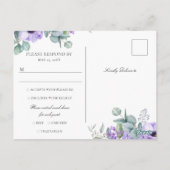Larissa Paarse Floral Meal Choice Wedding RSVP Briefkaart (Achterkant)