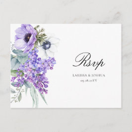 Larissa Paarse Floral Meal Choice Wedding RSVP Briefkaart